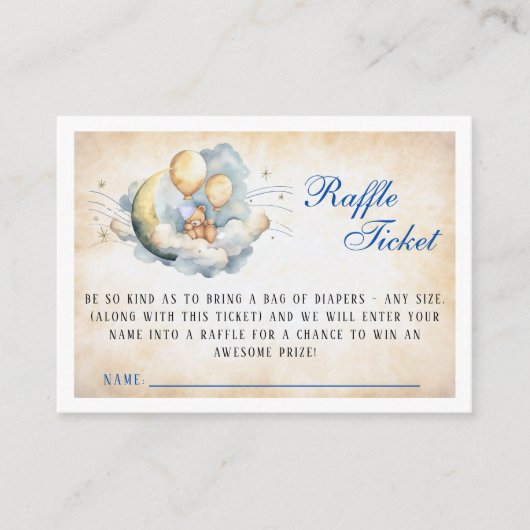Over the Moon Baby shower Raffle Ticket Informatiekaartje (Voorkant)