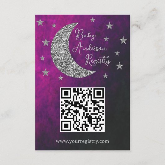 Over the Moon Baby shower Registry Informatiekaartje (Voorkant)