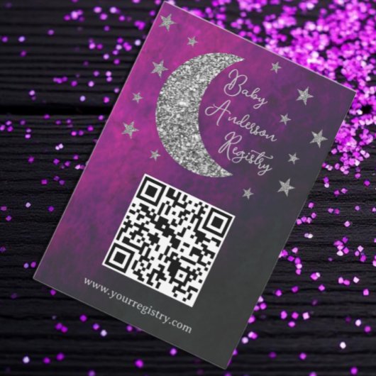 Over the Moon Baby shower Registry Informatiekaartje