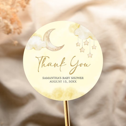 Over the Moon Baby Shower  Ronde Sticker