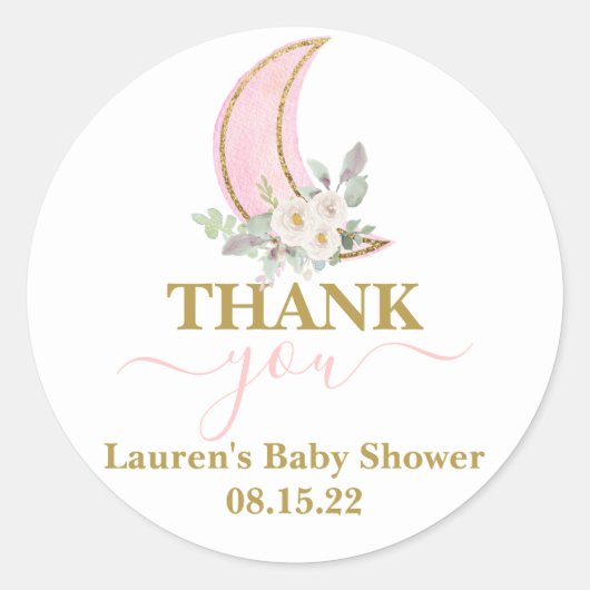 Over the moon Baby shower Ronde Sticker (Voorkant)