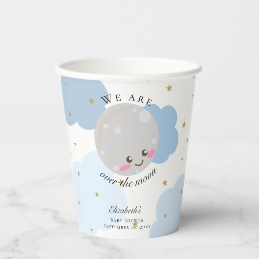 Over the Moon Baby shower Schattige pastel papier  Papieren Bekers (Voorkant)