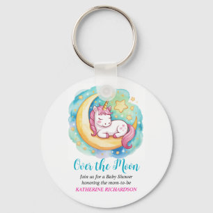 Over the Moon Baby Shower – Slaande Eenhoorn Sleutelhanger