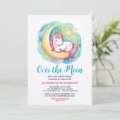 Over the Moon Baby Shower – Sleeping Unicorn Kaart (Staand voorkant)