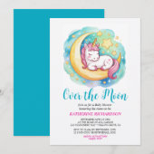 Over the Moon Baby Shower – Sleeping Unicorn Kaart (Voorkant / Achterkant)