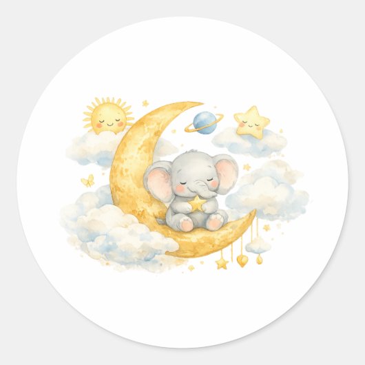 Over the Moon Baby Shower Stickers (Voorkant)