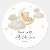 Over The Moon Baby Shower Stickers with Teddy Bear (Voorkant)