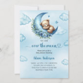 Over the Moon Baby shower - Teddybeer en de maan Kaart (Voorkant)