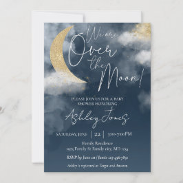 Over The Moon Baby Shower Uitnodiging