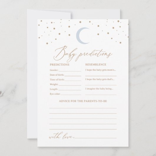 Over the Moon Baby shower voorspellingen en advies Kaart (Voorkant)