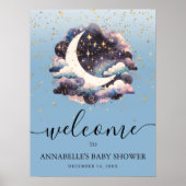 Over The Moon Baby Shower Welcome Sign Poster (Voorkant)