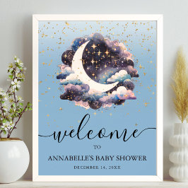 Over The Moon Baby Shower Welcome Sign Poster