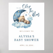 Over the Moon Baby shower Welkom Poster (Voorkant)