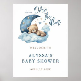 Over the Moon Baby shower Welkom Poster