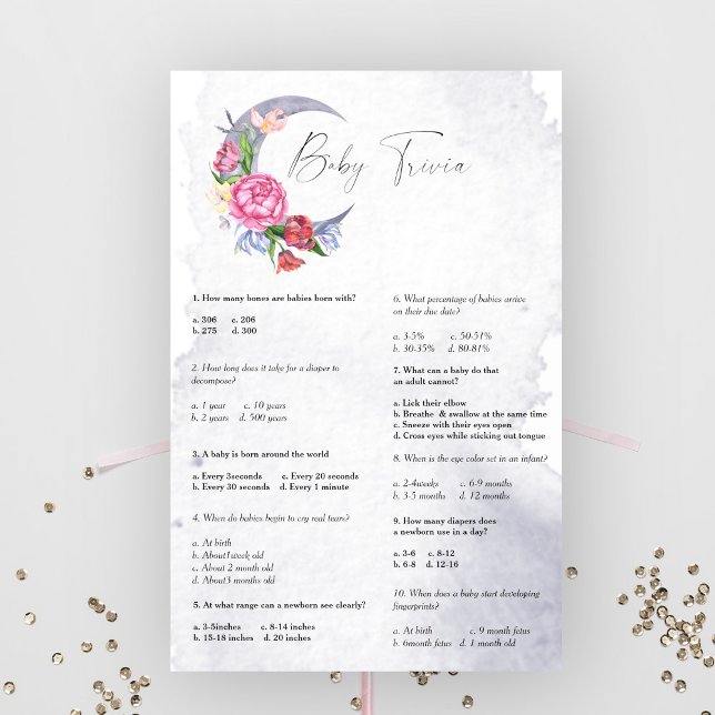 Over the Moon Baby Trivia Baby shower spel (Creator heeft geüpload)