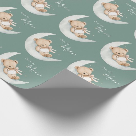 Over the Moon Bear Baby Shower Cadeaupapier (Hoek)