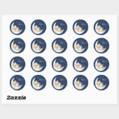 Over the Moon Bear Blue Baby Shower Ronde Sticker (Vel)