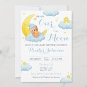 Over The Moon Bear Boy Baby Shower Kaart (Voorkant)