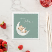 Over the Moon Bear Green Baby Shower Servet (Insitu)