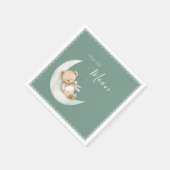 Over the Moon Bear Green Baby Shower Servet (Hoek)
