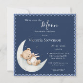 Over the Moon Bear Navy Blue Baby Shower (Voorkant)