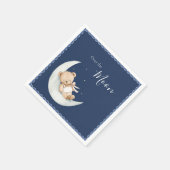 Over the Moon Bear Navy Blue Baby Shower Servet (Hoek)