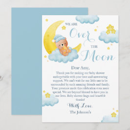 Over the Moon Beer Boy Baby shower Bedankkaart