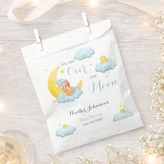 Over the Moon Beer Boy Baby shower Bedankzakje (Geknipt)