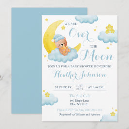 Over the Moon Beer Boy Baby shower Kaart