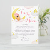Over The Moon Beer Meisje Baby shower Bedankkaart (Staand voorkant)