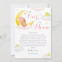 Over The Moon Beer Meisje Baby shower Bedankkaart
