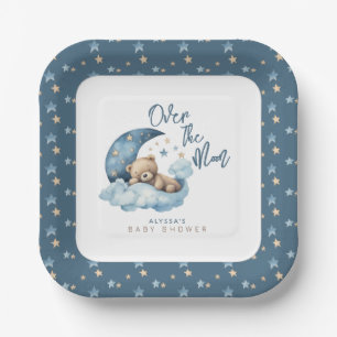 Over the Moon Beer Teddy Baby shower Papieren Bordje