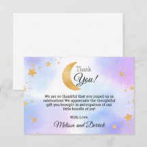 Over the Moon Blauw Roze Baby shower Dank je wel k