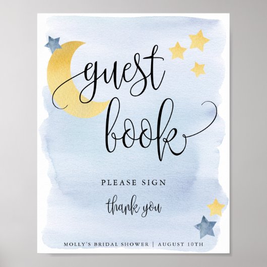 Over the Moon, Blauwe gastboek displayposter Poster (Voorkant)