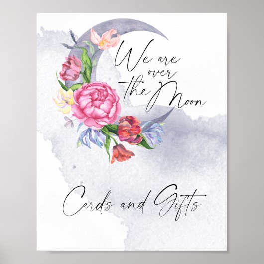Over the moon Bloemen Kaarten en Cadeaus Poster (Voorkant)