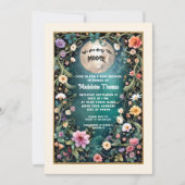 Over the Moon Bloemen Nacht Roze Bloemen Wijnmeisj Kaart (Voorkant)