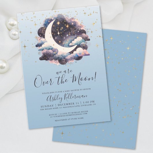 Over The Moon Blue Baby Borrel Kaart