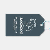 Over. the Moon Blue Baby shower Custom Cadeaulabel (Voorkant (Horizontaal))