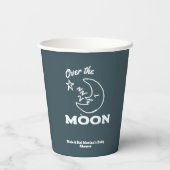 Over. the Moon Blue Baby shower Custom Papieren Bekers (Achterkant)