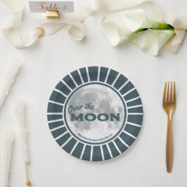 Over. the Moon Blue Baby shower Custom Papieren Bordje