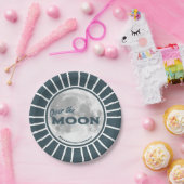 Over. the Moon Blue Baby shower Custom Papieren Bordje (Feest)