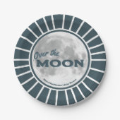 Over. the Moon Blue Baby shower Custom Papieren Bordje (Voorkant)