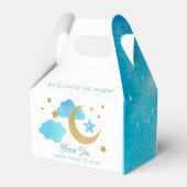 Over the Moon Blue Baby shower Favoriete Box Bedankdoosjes (Achterkant)