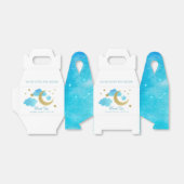 Over the Moon Blue Baby shower Favoriete Box Bedankdoosjes (Uitgevouwen)