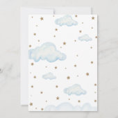 Over the Moon Blue Baby shower Invitation Kaart (Achterkant)