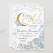 Over the Moon Blue Bow Hydrangea Baby shower Kaart (Voorkant)