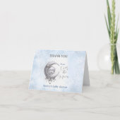 Over the Moon Blue Boy Baby shower bedankje Bedankkaart (Voorkant)