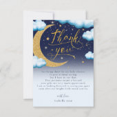 Over the Moon Blue Boy Baby shower Bedankt (Voorkant)
