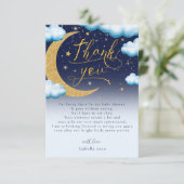 Over the Moon Blue Boy Baby shower Bedankt (Staand voorkant)