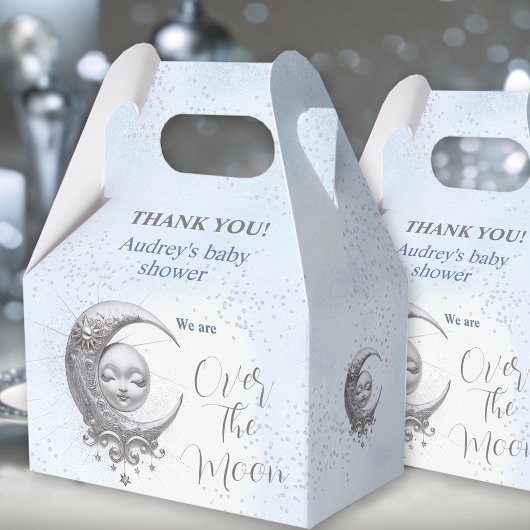 Over The Moon Blue Boy Baby shower Favor Box Bedankdoosjes